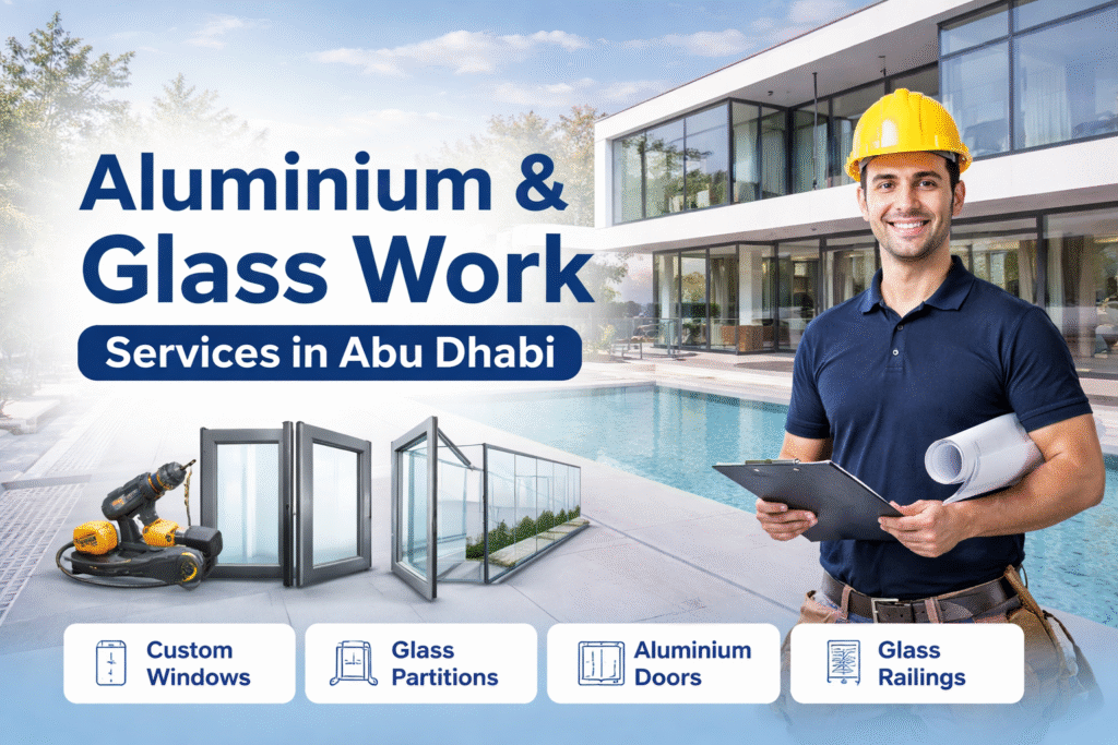 Aluminium Glass Work Services in Abu Dhabi – Expert Solutions for Homes & Commercial Spaces